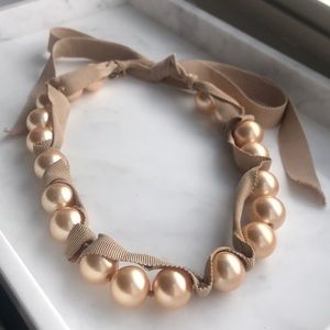 J. Crew Ribbon & Pearl Necklace